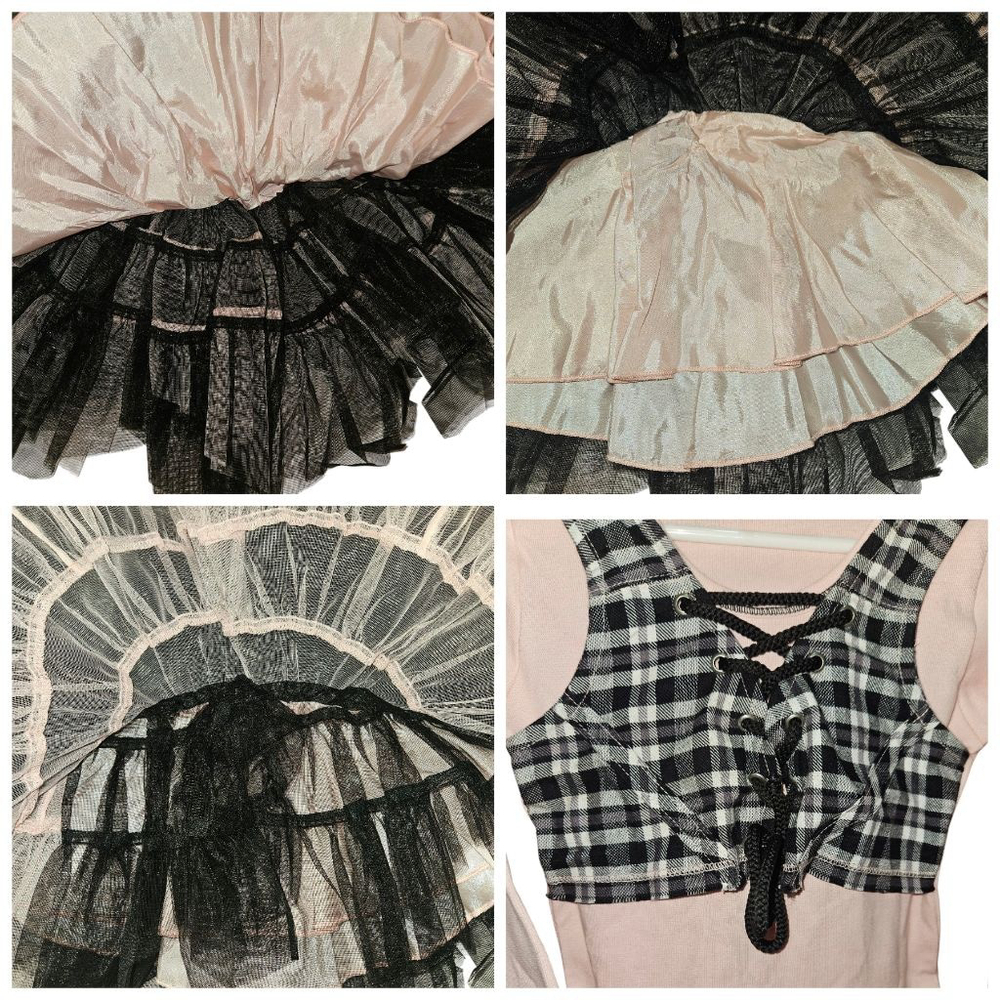Girls Ooh! La, La! Couture Dress Size 4 Pink Black Plaid - Picture 7 of 11